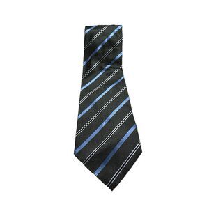 Banana Republic Classic 100% Silk Neck Tie Mens Striped Brown Blue Gray Office